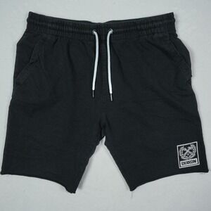 Dixxon Ground Up Customs Mens Black Sweat Shorts Size L Raw Hem Drawstring
